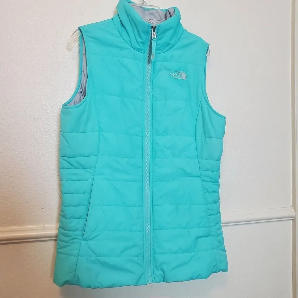 The North Face Girls XL/TG (18) Aqua Blue Puffer Vest Insulated Jacket
